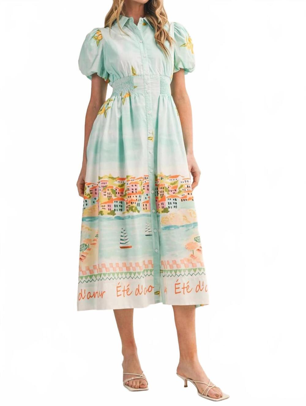 NEW &MERCI vista belle midi dress in blue